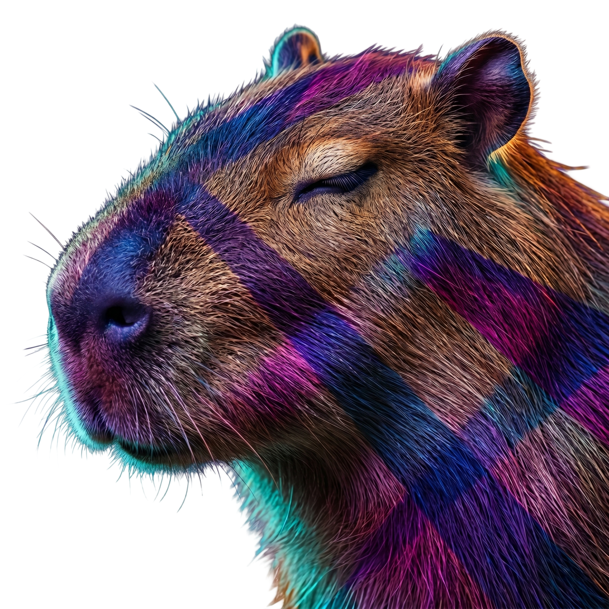 Capivara colorida em fundo transparente